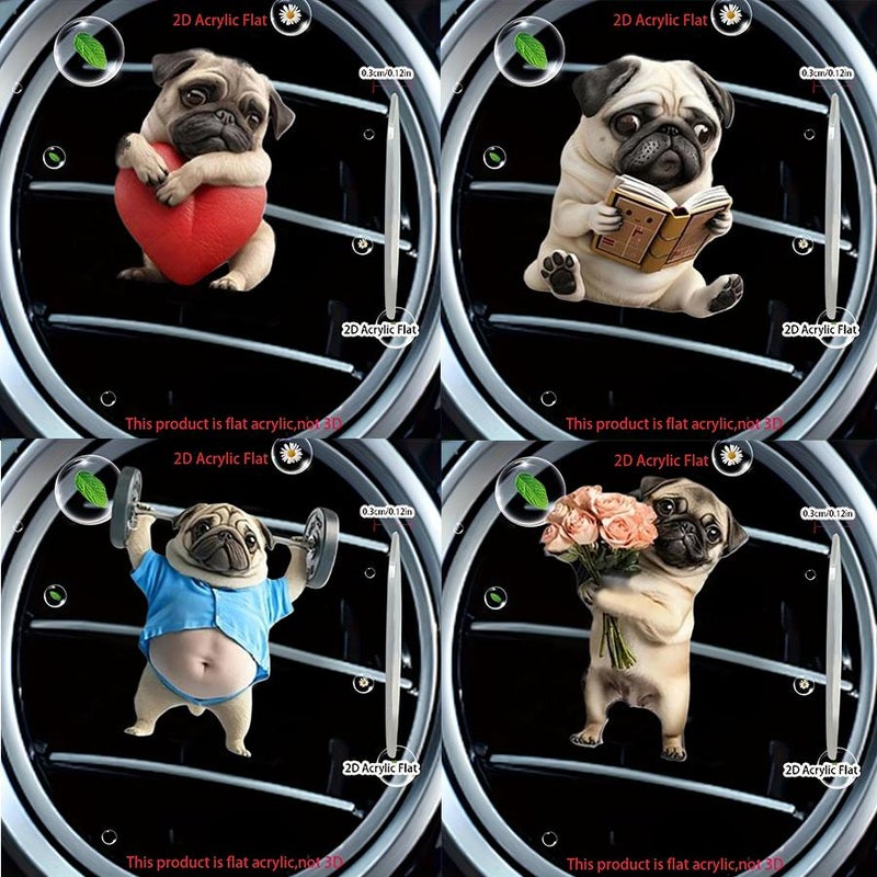 Adorable Pug Acrylic Car Air Vent Fragrance Diffuser,Car Air Freshener Diffuser, Pug Shaped Fragrance Vent Clip,2D Cute Dog Design Solid Scented, Fun & Stylish Interior Accessory - Image 4